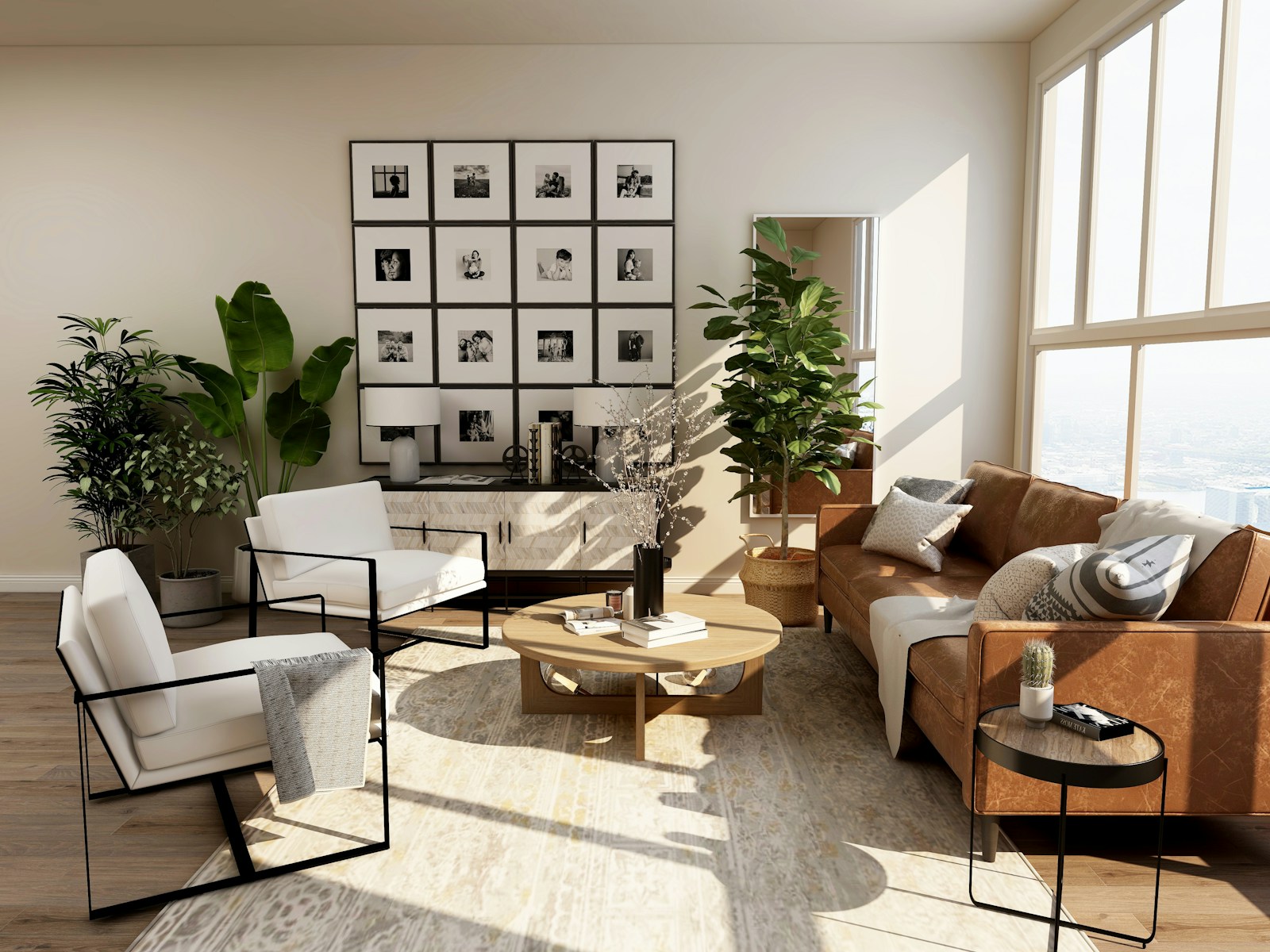 Toprak tonlarında modern salon